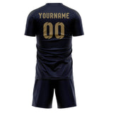 Custom Navy Light Khaki Soccer Jersey