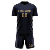 Custom Navy Light Khaki Soccer Jersey