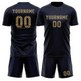 Custom Navy Light Khaki Soccer Jersey