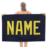 Custom Navy Light Yellow Beach Towel