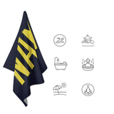Custom Navy Light Yellow Beach Towel