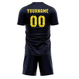 Custom Navy Light Yellow Soccer Jersey