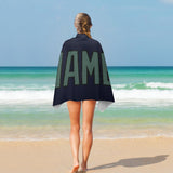 Custom Navy Blue Green Beach Towel
