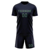 Custom Navy Blue Green Soccer Jersey