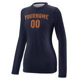 Custom Navy Orange Women's Long-Sleeve Shirt