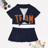 Custom Navy Orange Cheerleading Uniform Set