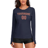 Custom Navy Copper Rose Women's Long-Sleeve Shirt