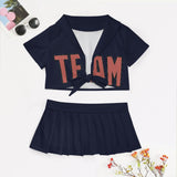 Custom Navy Copper Rose Cheerleading Uniform Set