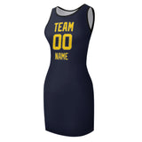 Custom Navy Gold Sleeveless Vest Dress