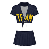 Custom Navy Gold Cheerleading Uniform Set