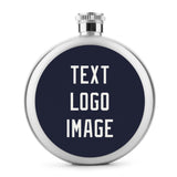 Custom Navy White Hip Flask