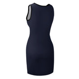 Custom Navy Brown Sleeveless Vest Dress