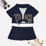 Custom Navy Brown Cheerleading Uniform Set