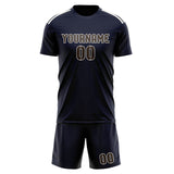 Custom Navy Brown Soccer Jersey