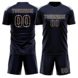 Custom Navy Brown Soccer Jersey
