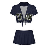 Custom Navy Olive Cheerleading Uniform Set