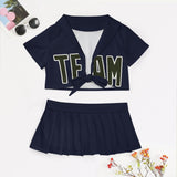 Custom Navy Olive Cheerleading Uniform Set