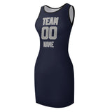 Custom Navy Gray Sleeveless Vest Dress