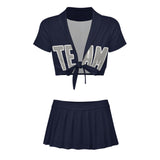 Custom Navy Gray Cheerleading Uniform Set