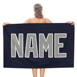 Custom Navy Gray Beach Towel