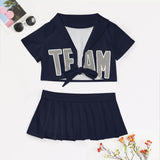 Custom Navy Gray Cheerleading Uniform Set