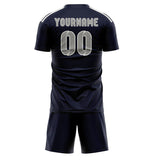 Custom Navy Gray Soccer Jersey