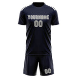 Custom Navy Gray Soccer Jersey