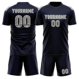 Custom Navy Gray Soccer Jersey