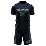 Custom Navy Green Soccer Jersey