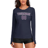 Custom Navy Purple Women's Long-Sleeve Shirt