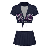 Custom Navy Purple Cheerleading Uniform Set