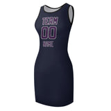 Custom Navy Purple Sleeveless Vest Dress
