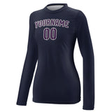 Custom Navy Purple Women's Long-Sleeve Shirt