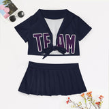 Custom Navy Purple Cheerleading Uniform Set