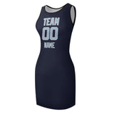 Custom Navy Light Blue Sleeveless Vest Dress