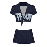 Custom Navy Light Blue Cheerleading Uniform Set