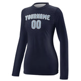 Custom Navy Light Blue Women's Long-Sleeve Shirt