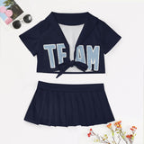 Custom Navy Light Blue Cheerleading Uniform Set