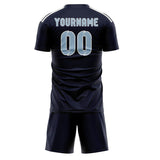 Custom Navy Light Blue Soccer Jersey