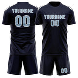 Custom Navy Light Blue Soccer Jersey