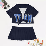 Custom Navy Sky Blue Cheerleading Uniform Set
