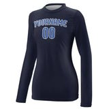 Custom Navy Sky Blue Women's Long-Sleeve Shirt