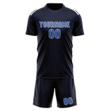Custom Navy Sky Blue Soccer Jersey