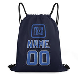 Custom Navy Sky Blue Drawstring Bag