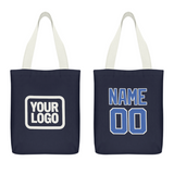 Custom Navy Sky Blue Canvas Tote Bag