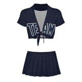 Custom Navy Blue Cheerleading Uniform Set