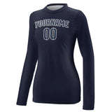 Custom Navy Blue Women's Long-Sleeve Shirt
