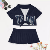 Custom Navy Blue Cheerleading Uniform Set