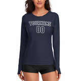 Custom Navy Navy Women's Long-Sleeve Shirt