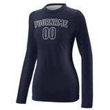 Custom Navy Navy Women's Long-Sleeve Shirt